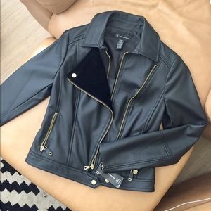NWT!! Faux leather black moto style blazer